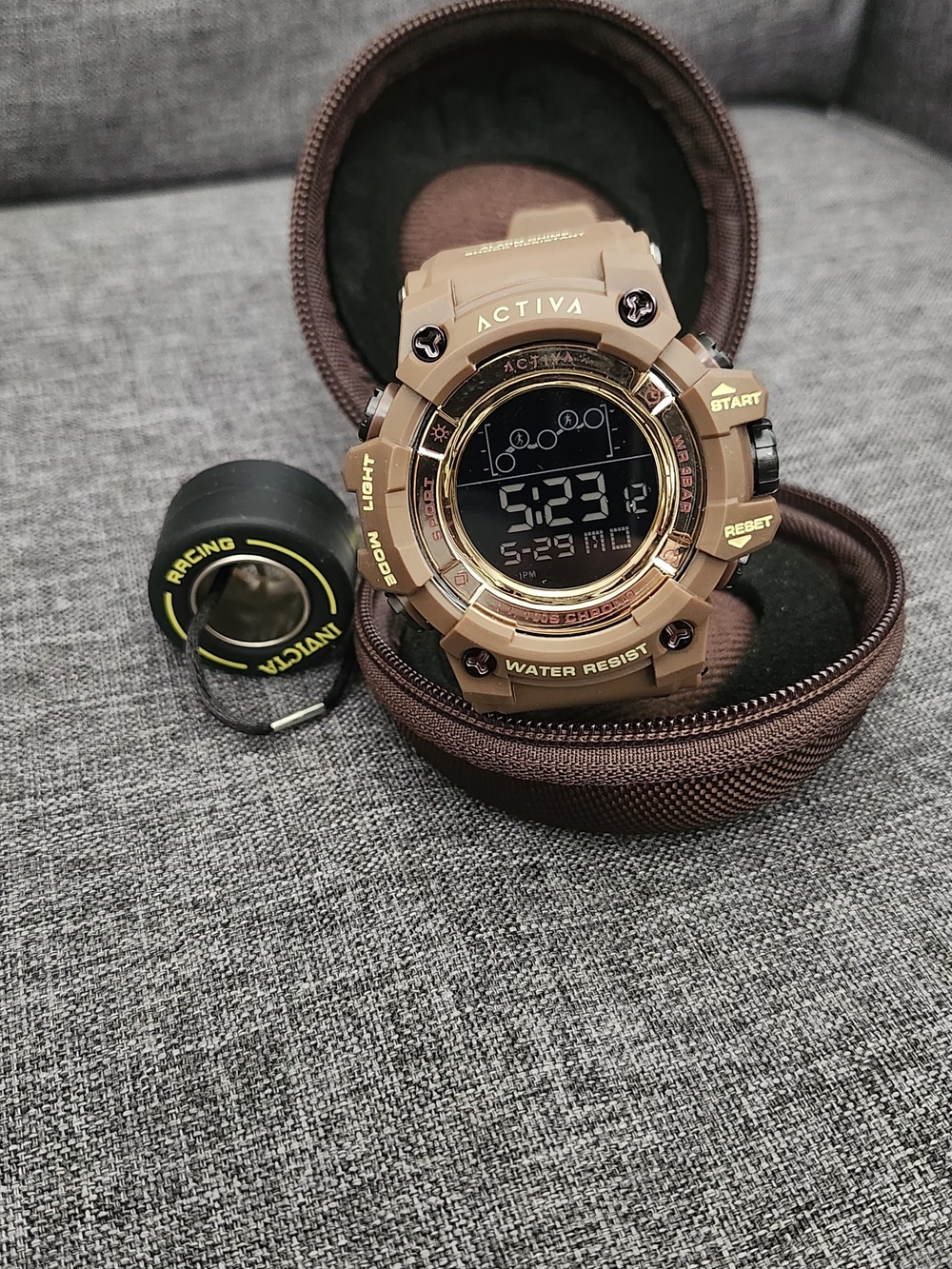 NWT Invicta Activa Digital Sport Watch w/ Zipper Travel Case & Keychain Set.